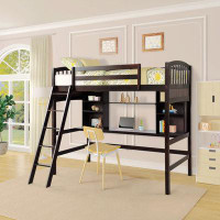Harriet Bee Twin Size Loft Bed With Storage Shelves