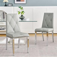 Mercer41 Clotiel Tufted Metal Side Chair Dining Chair
