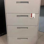 Global 4 Drawer Lateral Filing Cabinet – Center Pull Handles – Grey in Desks in Hamilton - Image 2
