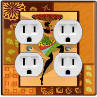WorldAcc Metal Light Switch Plate Outlet Cover (Indigenous Woman Colourful Dress Leaves Brown Bowl - Single Toggle)