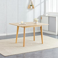 George Oliver Wooden Dining Table With Foldable Solid Wood Legs