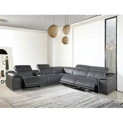 Sed98 An interior designer's dream this buttery soft high-grade leather grey italian leather power r...