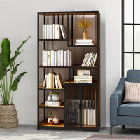 17 Stories Classic design Bookshelf with open storage shelves and metal iron frame, for Living Room,Office