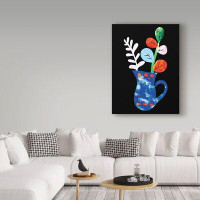 Trademark Fine Art 'Potted Plants Blue' Watercolor Painting Print on Wrapped Canvas