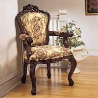 Design Toscano Antique Carved Rocaille Upholstered Armchair