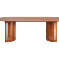 GOGOFAUC Solid wood oval brown simple dining table