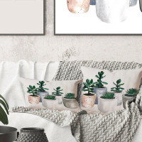 East Urban Home Square,Cactus And Succulent House Plants VI - Farmhouse Printed Throw Pillow