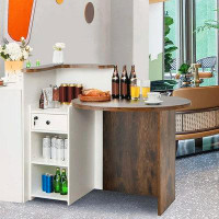 Ebern Designs Ebern Designs Front Reception Counter Desk Checkout Office Desk With Open Shelf & Lockable Drawer