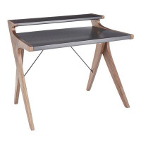 Latitude Run® Archer Contemporary Desk In Walnut Wood With Grey Wood Top By Lumisource