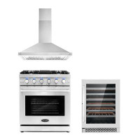 Cosmo 3 Piece Kitchen Package with Wine Refrigerator & 30" Freestanding Gas Range