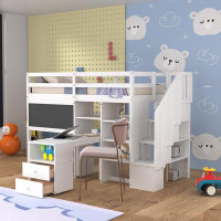 Harriet Bee Forestine Twin 2 Drawer Loft Bed with Shelves by Harriet Bee