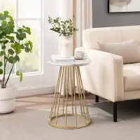 Mercer41 Modern Round Side Table With Metal Base