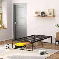 Ebern Designs 14" Heavy Duty Metal Platform Rounded Edge Bed Frame with Steel Slats Easy Assembly