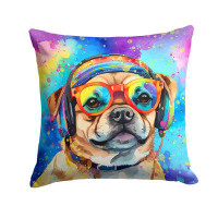 East Urban Home Pug Hippie Dawg Fabric Decorative Pillow