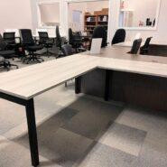 Global Newland L-Shape Desk with Metal Leg – 72 x 72 – Noce Grigio in Desks in Kingston Area - Image 2
