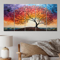 Winston Porter Abstract Tree Arc Of Colours II - Landscape Trees Canvas Print - 5 Equal Panels