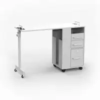 Inbox Zero Bureau à clous Taylor Manicure Table, poste pliable polyvalent, longueur réglable avec armoire de rangement p