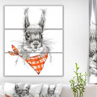 East Urban Home 'Cute Rabbit with Red Neckerchief' Oil Painting Print Multi-Piece Image on Wrapped Canvas
