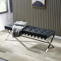 Orren Ellis 59.06" Black Upholstered Bench