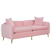 Mercer41 77.5" Velvet Upholstered Sofa With Armrest Pockets