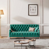 House of Hampton 78" Modern Sofa Dutch Plush Upholstered Sofa With Metal Legs, Button Tufted Back 3