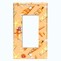 WorldAcc Metal Light Switch Plate Outlet Cover (Star Fish Sea Shell Orange Conch  - Single Rocker)