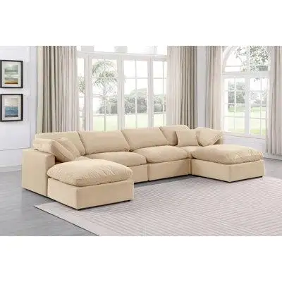 Meridian Furniture USA Indulge Velvet Upholstered 6-Piece U-Shaped Modular Sectional