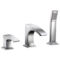 AGUA CANADA Single Handle Deck Mounted Roman Tub Faucet Trim with Diverter and Handshower