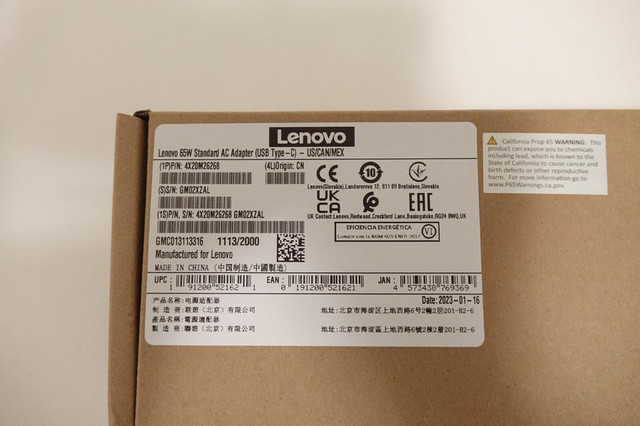 ORIGINAL SEALED NEW 65W Lenovo USB-C Smart Charger Adapter for Lenovo Laptop 4X20M26268 in Laptop Accessories in Toronto (GTA) - Image 2