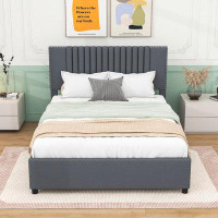 Latitude Run® Haroldean Upholstered Platform Bed with Twin Size Trundle and Drawers