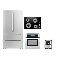 Cosmo 4 Pieces Kitchen Package with French Door Refrigerator & 30" Electric Cooktop & Wall Oven