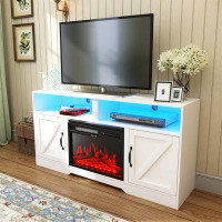 Gracie Oaks Glassell TV Stand for TVs up to 70" with Electric Fireplace Included