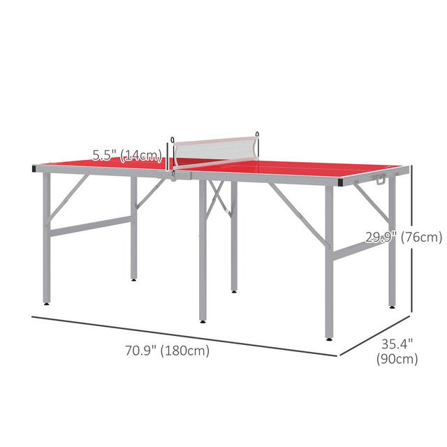 Ping Pong Table Set 70.9" L x 35.4" W x 29.9" H Red in Exercise Equipment - Image 3