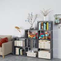 Ebern Designs Bookshelf, Assembled Storage Rack, Bedroom Living Room Vertical Cabinet Bookshelf, Double Row 9-Grid Multi