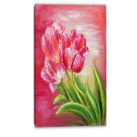 Made in Canada - Design Art Tulips Background Floral Painting Print on Wrapped Canvas