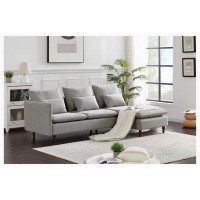 Ebern Designs grey sofa chaise longue thickened version of water ripple suede