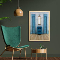 East Urban Home Ambesonne Antique Wall Art With Frame, Empty Space 2 Doors Armchair And Simple Mirror Golden Yellow Fram
