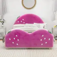 Zoomie Kids Upholstered Platform Bed With Strawberry Shaped Headboard And Footboard