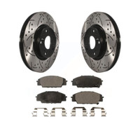 Front Coated Slotted Drilled Disc Rotors and Semi-Metallic Brake Pads Kit by Transit Auto KDF-100069