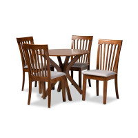 Latitude Run® Lefancy Grey Fabric Upholstered and Walnut Brown Finished Wood 5-Piece Dining Set