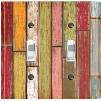 WorldAcc Metal Light Switch Plate Outlet Cover (Colorful Fence - Double Toggle)
