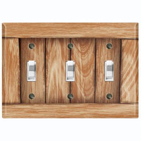 WorldAcc Metal Light Switch Plate Outlet Cover (Biege Fence - Triple Toggle)