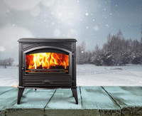 W76 Wood Stove With Cast Iron Door, Black Colour Finish