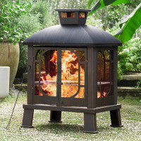 Lark Manor Amaryana 44.3'' H x 31.1'' W Burning Outdoor Fire Pit with Lid