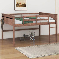 Harper Orchard Hurteau Wood Full Size Loft Bed with Hanging Clothes Racks