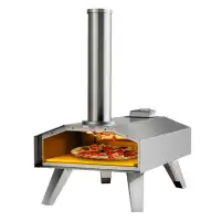 Costway Stainless Steel Freestanding Wood-Fired Pizza Oven in Silver