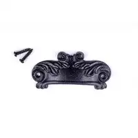 The Renovators Supply Inc. Old Colonial Design Black Cabinet Drawer Bin Cup Pull 4" W X 1.5" H Mounting Hardware Include