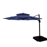 Arlmont & Co. 11ft Aluminium Outdoor Patio Umbrella, Navy Blue