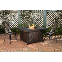 Ebern Designs Livi 40" Square Hammered Aluminum Convertible Gas Fire Pit Table