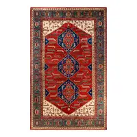 Solo Rugs One-of-a-Kind Hand-Knotted Traditional Tribal Serapi Orange/Cream/Blue Area Rug